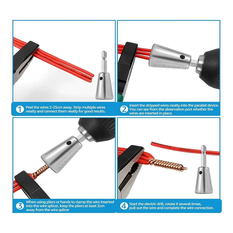 Wire Twisting Tool para Cable Wire, Hex Shankcable Stripper e Twister Tool, Cable Connector, 1 ", 4"