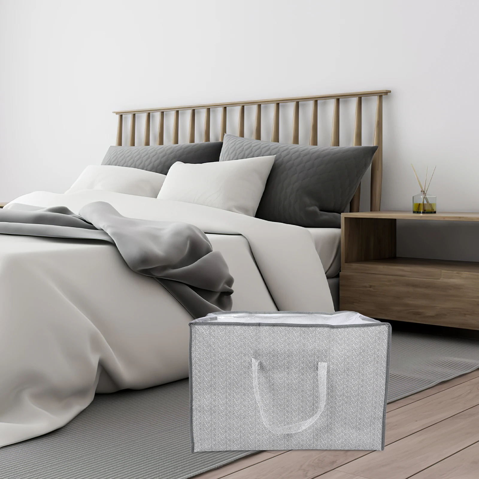 

Wardrobe Storage Bag Thickened Grey Non-woven Large Capacity Closet Organizer For Clothes Quilts Bedding Travel Pouch Home