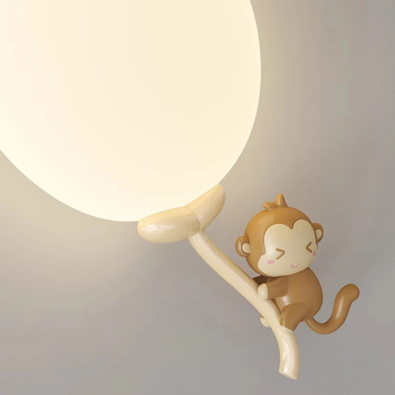 Cute Balloon Monkey Bear Lamp Children\'s Room Wall Lamps Cartoon Creative Baby Room Nursery Boy Girl Bedroom Bedside Wall Lights