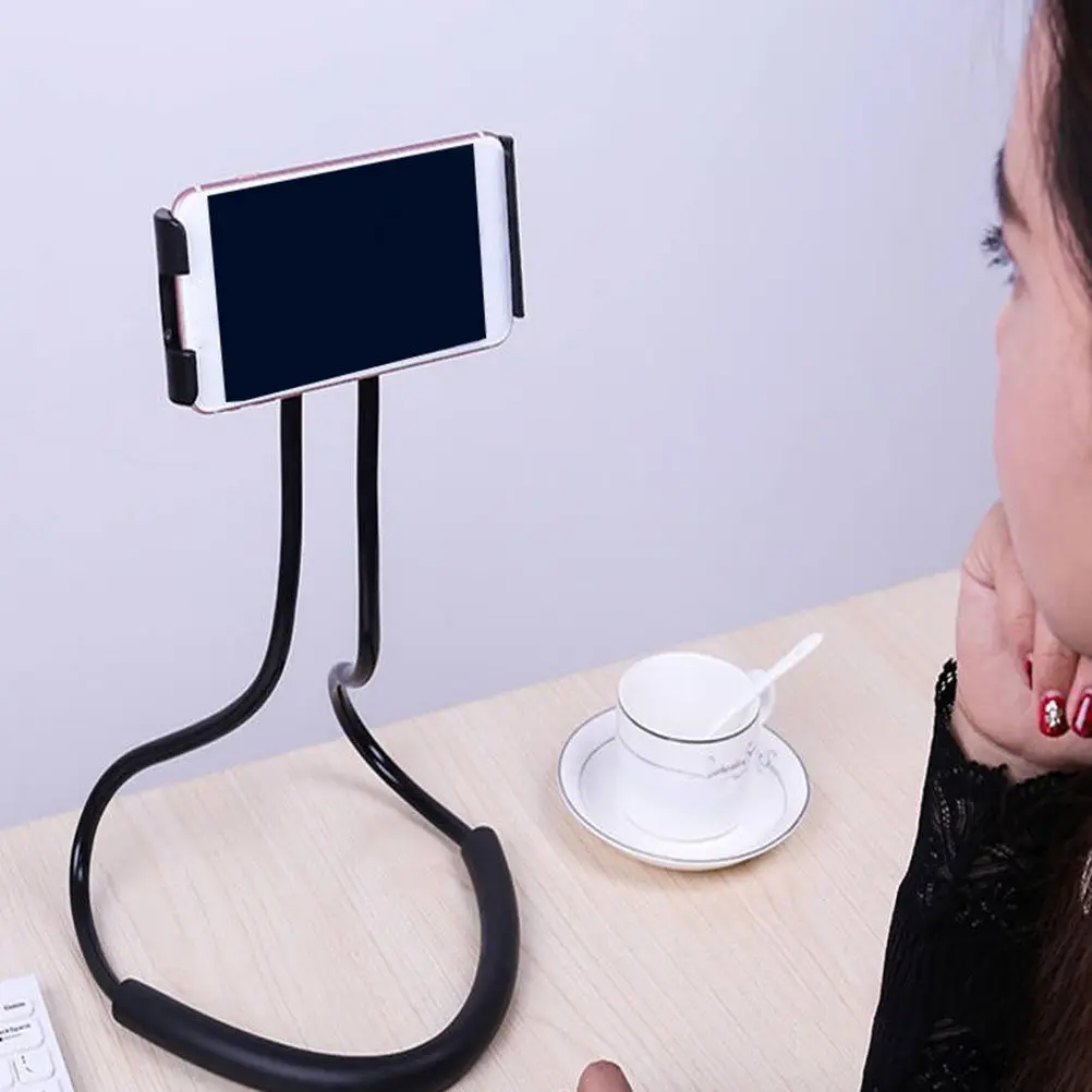 Support de téléphone à suspendre autour du cou, universel, réglable, flexible, résistant aux chocs, antidérapant, confortable, idéal pour les téléphones portables et les tablettes.