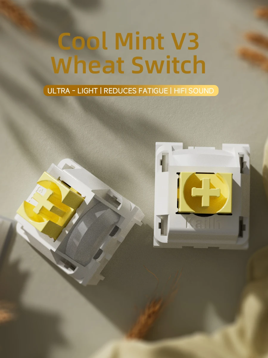 

Kailh Sakura and Wheat Switch Cool Mint V3 All POM Light Actuation Force Delicate Smoothness HIFI Typing Sound Light Pipe
