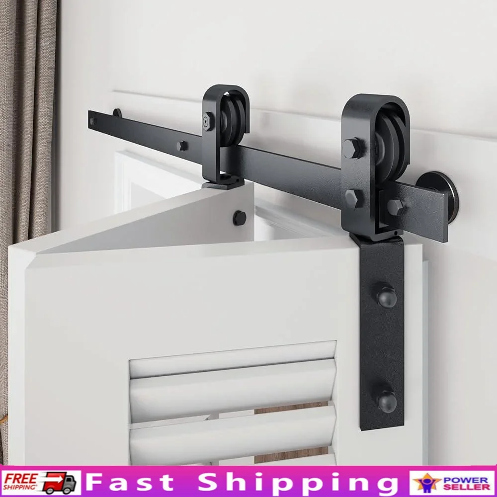 

Bi-Folding Sliding Barn Door Hardware Track Kit Heavy Duty Closet Door System Smooth Quiet Installation Accessories Rust