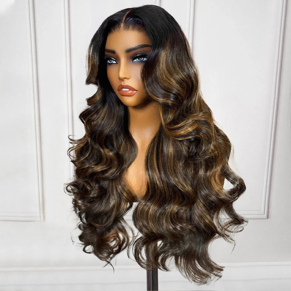 P1B30 Highlight Ombre Body Wave Haarwerken van Echt Haar 13X6 HD Kant Frontaal Haarwerk 250 Density Braziliaans 13X4 Kant Frontaal Haarwerken Voorgeplukt - afbeelding 1
