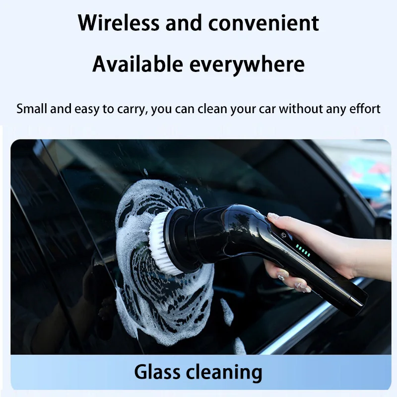 แปรงทำความสะอาดไฟฟ้าไร้สายมัลติฟังก์ชั่น 9 หัวเปลี่ยนด้ามยาวสำหรับห้องน้ำห้องครัวทำความสะอาดบ้านแบบชาร์จไฟได้
