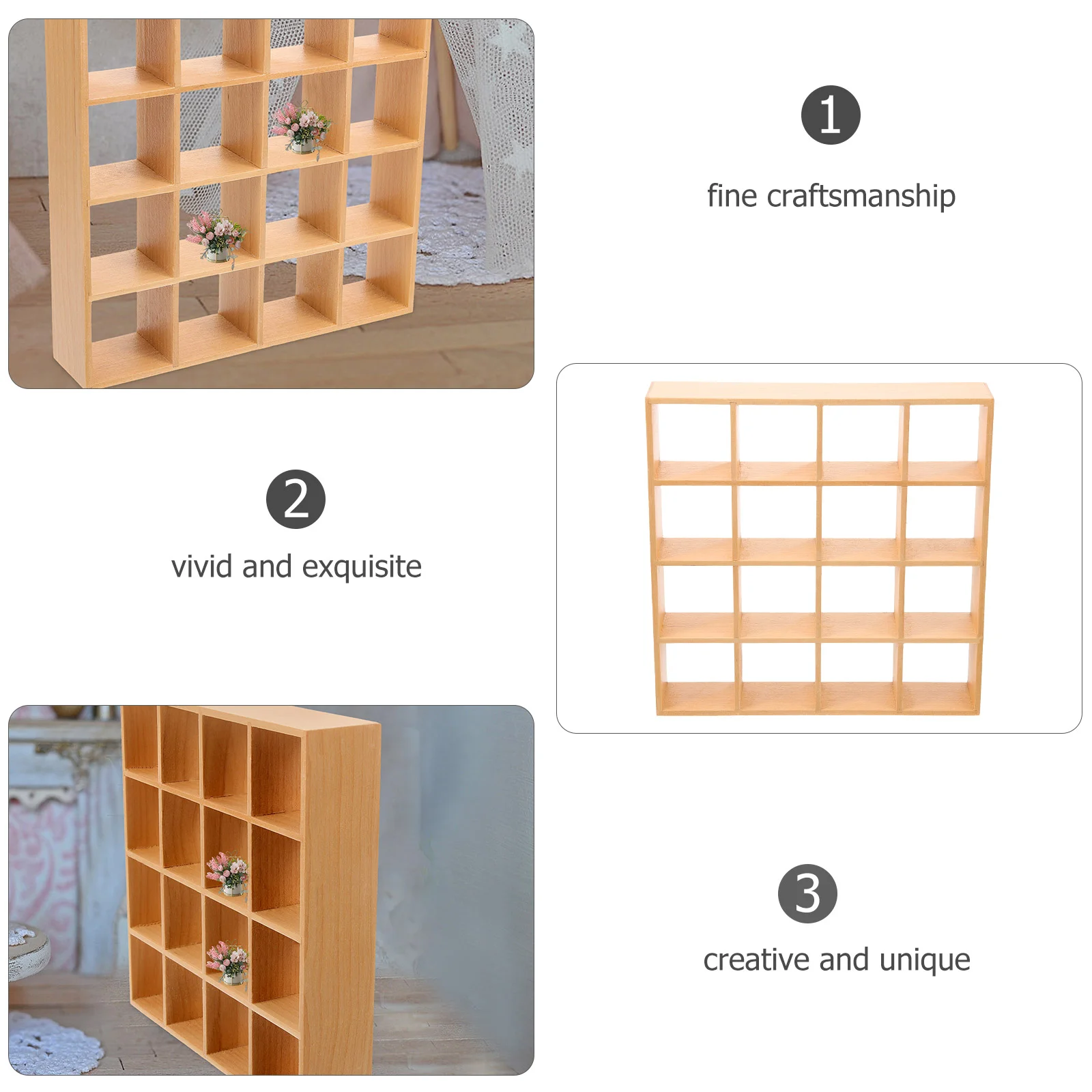 16 Grid Storage Rack Mini House Decor Miniature Bookshelf Furniture Display Shelves Bookcase Wood Child Bookshelves