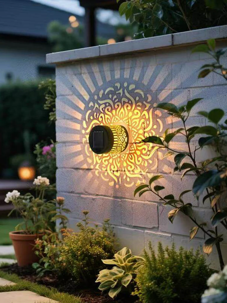 luminaria-de-parede-solar-mandala-led-a-prova-d'Agua-para-jardim-gramado-propriedade-varanda-corredor-e-decoracao-de-patio