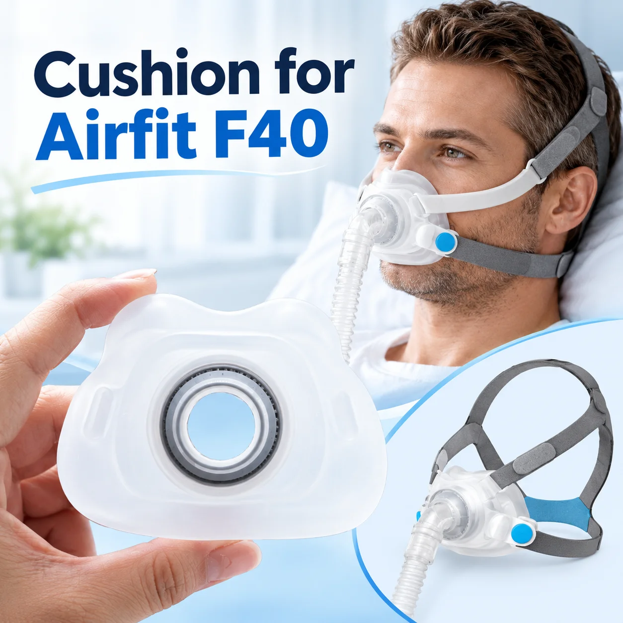 Replacement Cushion for AirFit F40, Airfit F40 CPAP Full Face Mask Cushion for AirFit F40 Frame,Silicone CPAP Mask Accessories