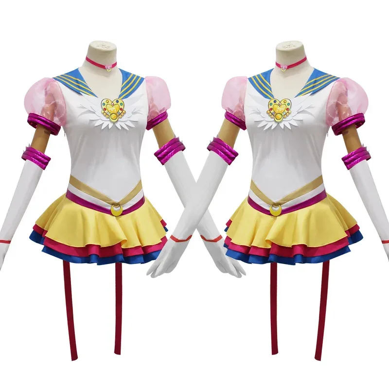 11 Uds Anime Tsukino Usagi Cosplay disfraz uniforme vestido trajes Cosplay amarillo Halloween Carnivl accesorios de fiesta accesorios mujeres