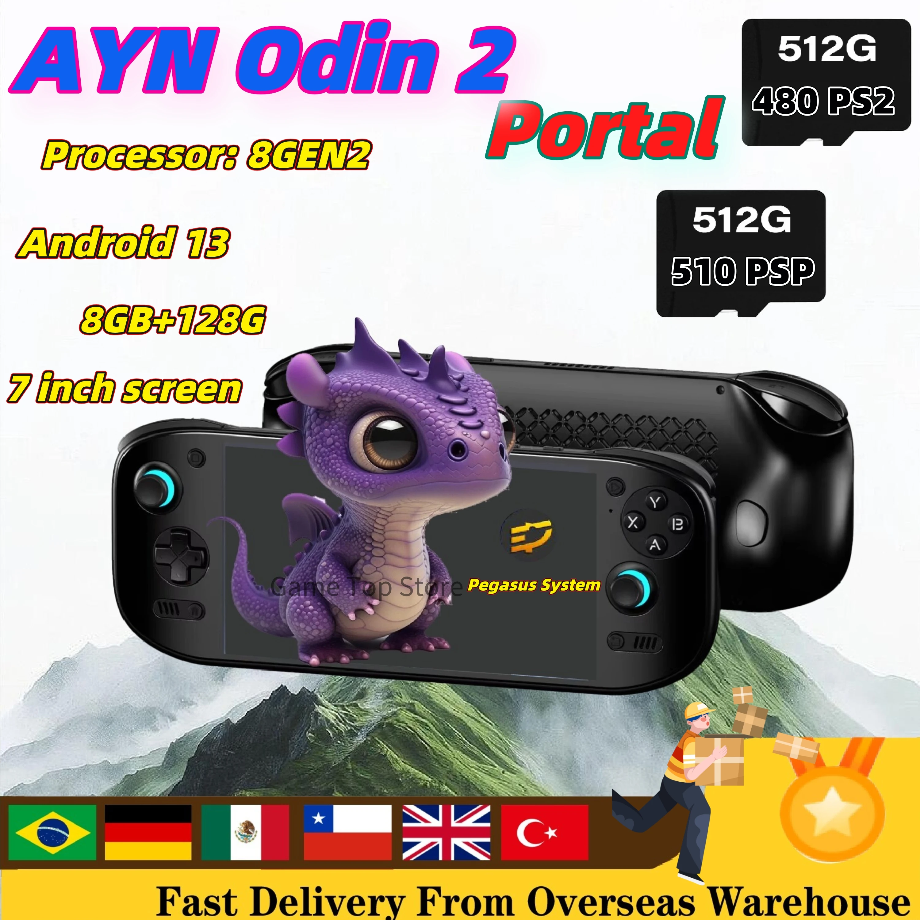 

AYN Odin 2 Portal Handheld Game Console 7 Inch 120HZ Screen 8G+128G 8Gen2 Open Source Retro Video Game Player PS2 8000mAh Gifts