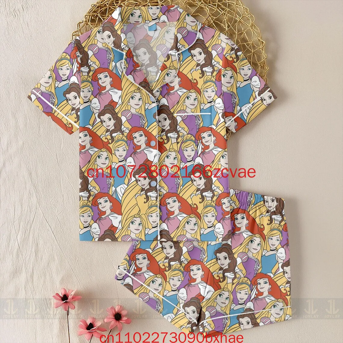 

Новинка 2026, женский пижамный комплект принцессы Диснея, рождественский модный повседневный комплект с 3D принтом и шортами с короткими рукавами