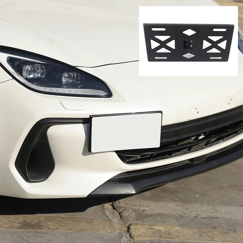 1 قطعة سبائك الألومنيوم الأسود لسوبارو BRZ 2022 + المصد الأمامي للسيارة لوحة ترخيص حامل تعديل السيارة الخارجية الملحقات #1