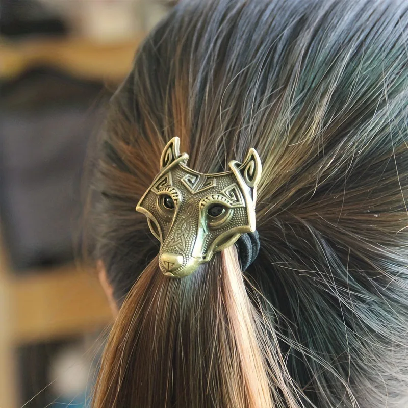 1pc Viking Wolf Hair Tie BronzeNorse Mythology Design with Intricate Patterns Warrior Chic Perfect Novel Look Edgy Daily Styles