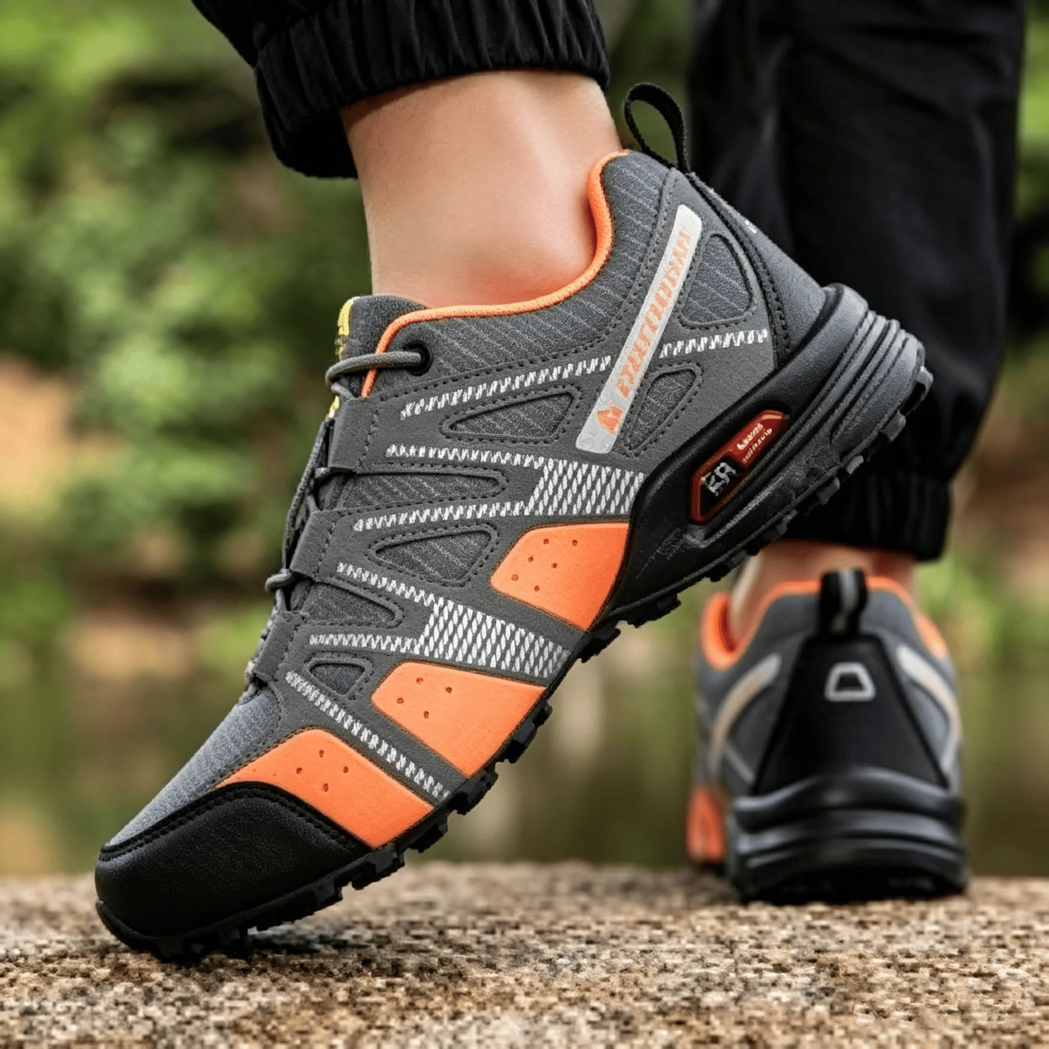 Men's Hiking Shoes Waterproof Lightweight Anti-Slip Outdoor Trekking Sneakers Breathable Mesh Sports Shoes for Camping Climbing