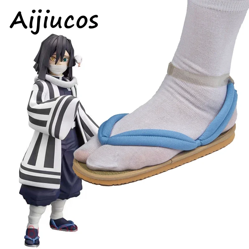 Anime Demon Slayer Iguro Obanai Cosplay Shoes Halloween Party Sandals Slippers For Unisex