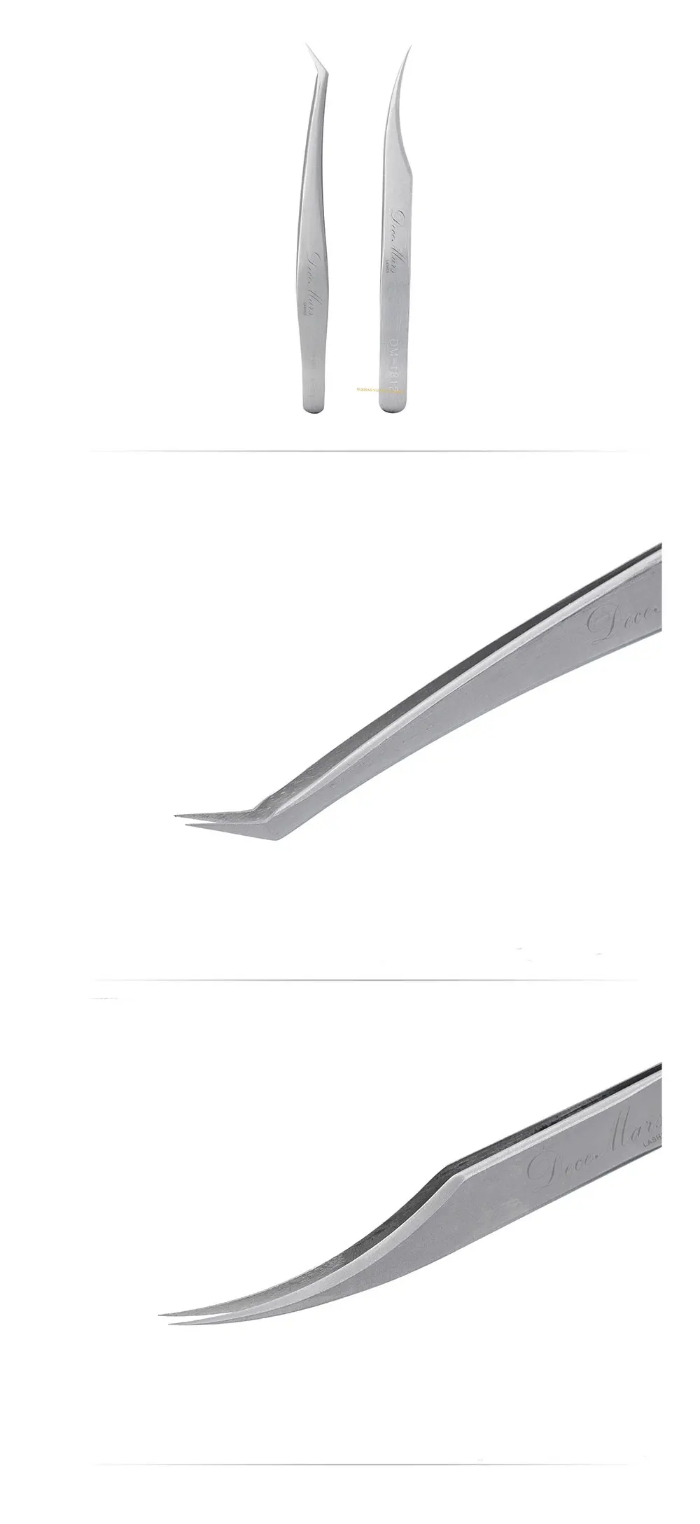 DeceMars Straight and Curved Tip Tweezers Nipper For Eyelash Extensions