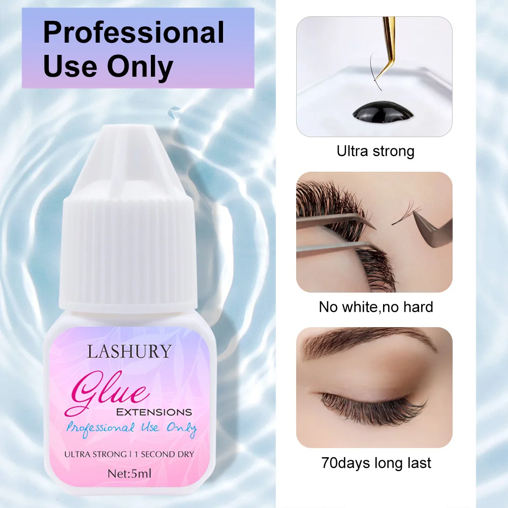 LASHURY 5ml Original 1 Second Fast Drying Strong False Eye Lash Extension Professional Glue Adhesive Retention 70 days Low Smell