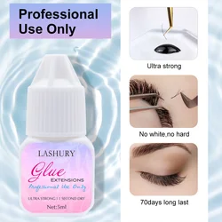 Lashury-オリジナルのつけまつげエクステ,5ml,1秒,速乾性,強力,接着剤,プロの接着剤保持,70日間,香り