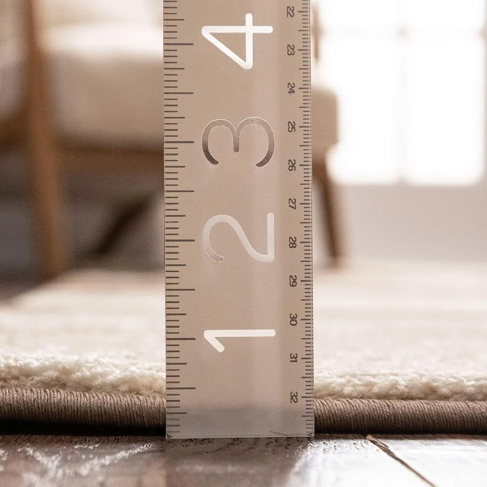 Ruby Geometric 8x10 Area Rug Ivory & Beige Neutral Modern Contemporary Hand Carved Squares Design Perfect