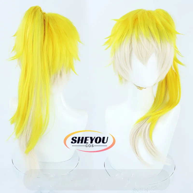 

High Quality VTuber NOCTYX Sonny Brisko Female Type Cosplay Wig Long Mixed Golden Heat Resistant Hair Wigs + Wig Cap