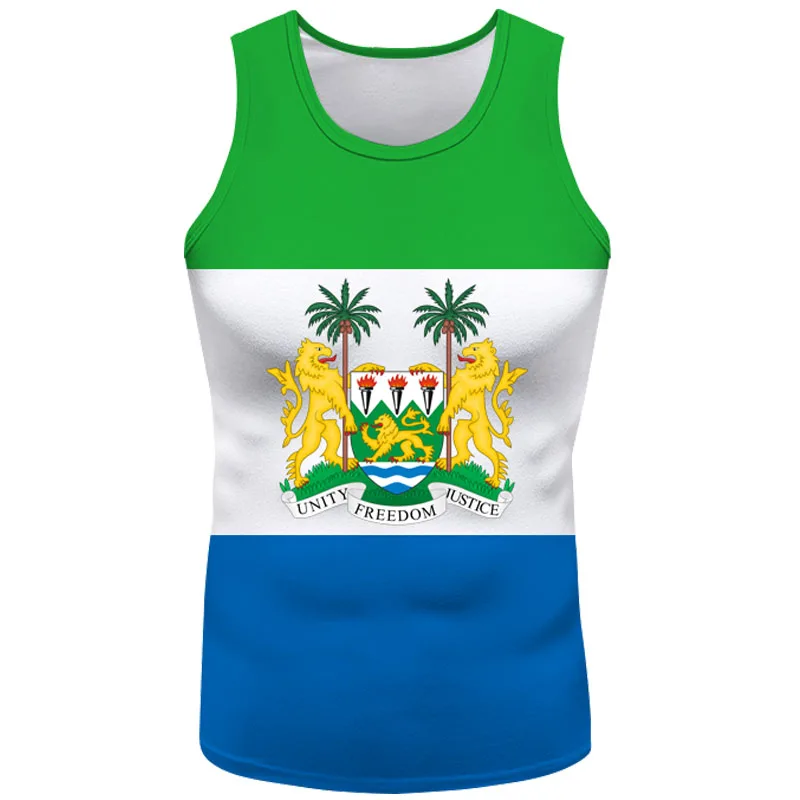 Sierra Leone Vest Diy Free Custom Sle Tank Top Nation Flag Sl Republic Leonean Country College Print Photo Sleeveless T-shirt