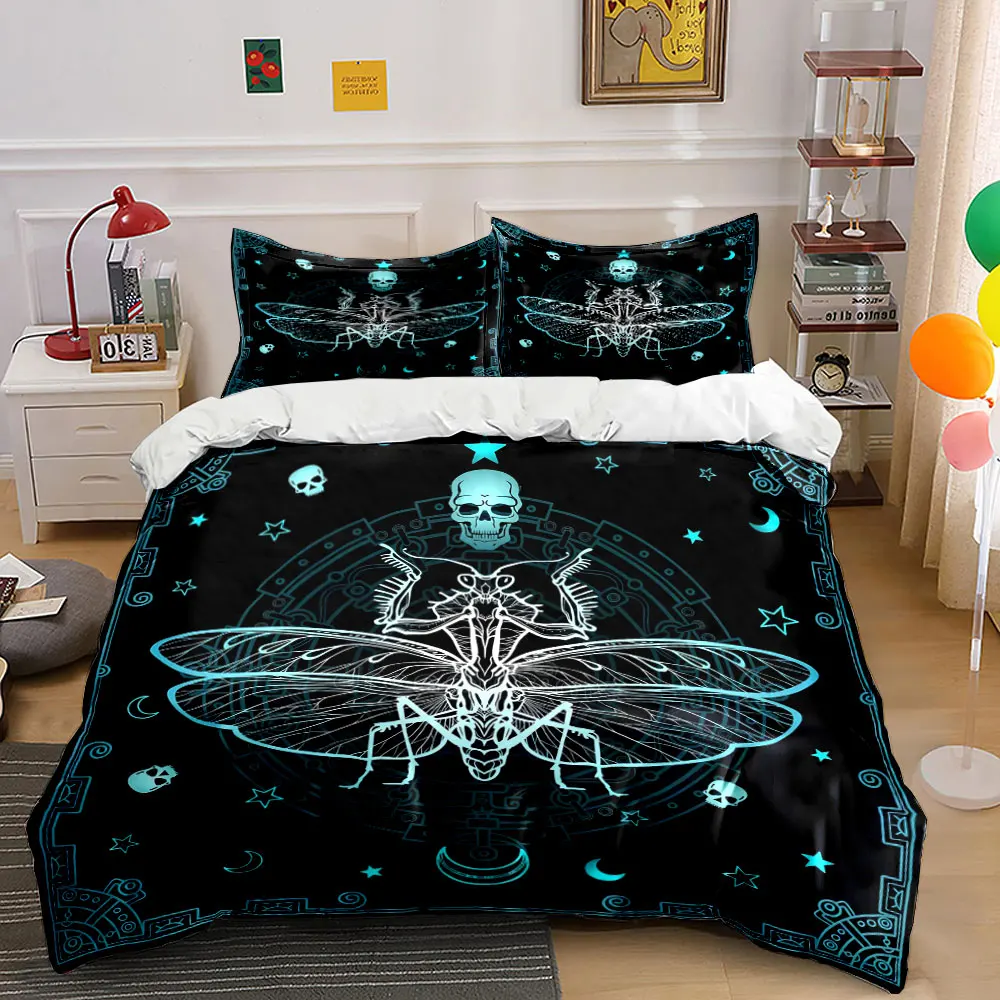 Mystical Insect Design Three-piece Set Exquisite three-piece bedding set gift for kids and adults