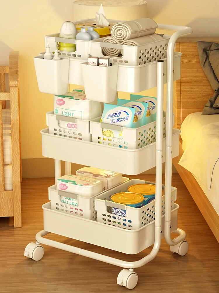 Small cart shelving kitchen, floor to floor bathroom, mobile snacks, multi-storey toilet, baby bedroom, storage bookshelf