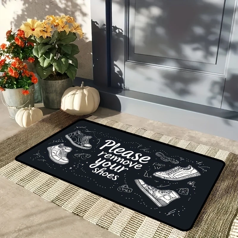 VIKAMA Please Remove Your Shoes Doormat Sneaker Print Non Slip Entrance Floor Mat for Entryway Patio Home Decor Rug
