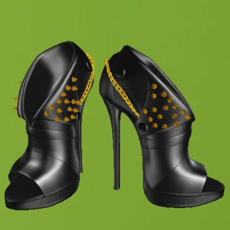 

Black Rivet Chain Matte Platform Sandals Peep Toe Thin High Heel Fashion Sexy Summer Big Size 2025 Woman Shoes Zapatillas Mujer