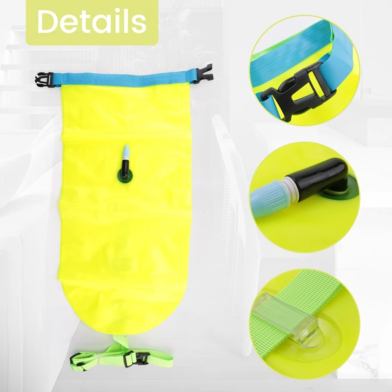 15L Swim Buoy Waterproof Dry Bag Swim Safety Float Keep Gear Dry For Boat Kayaking Fishing Rafting Swimming Training