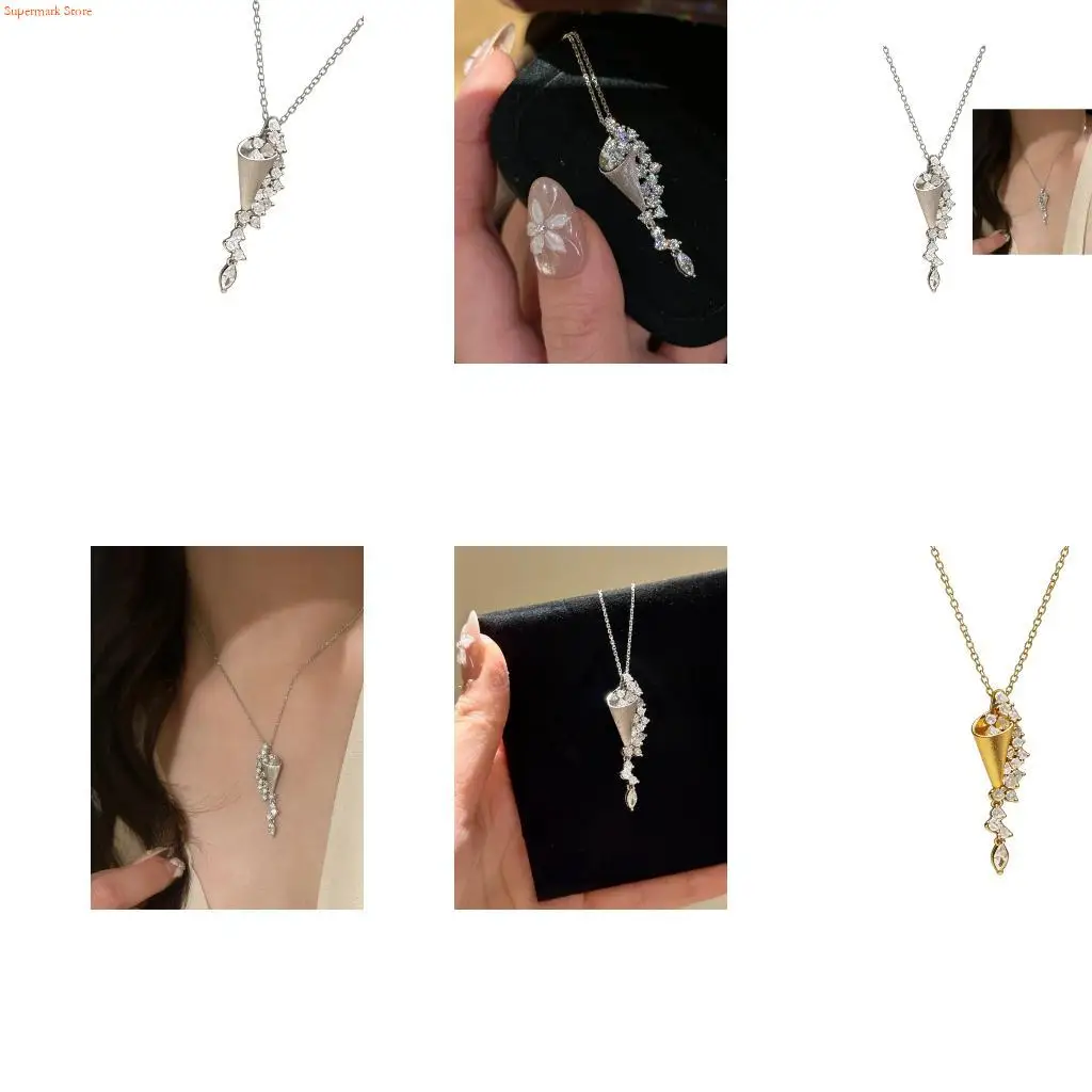 

Q5WE Beautiful Pendant Necklace With Intricate Funnel And Creative Accent Trendy Present for Birthday