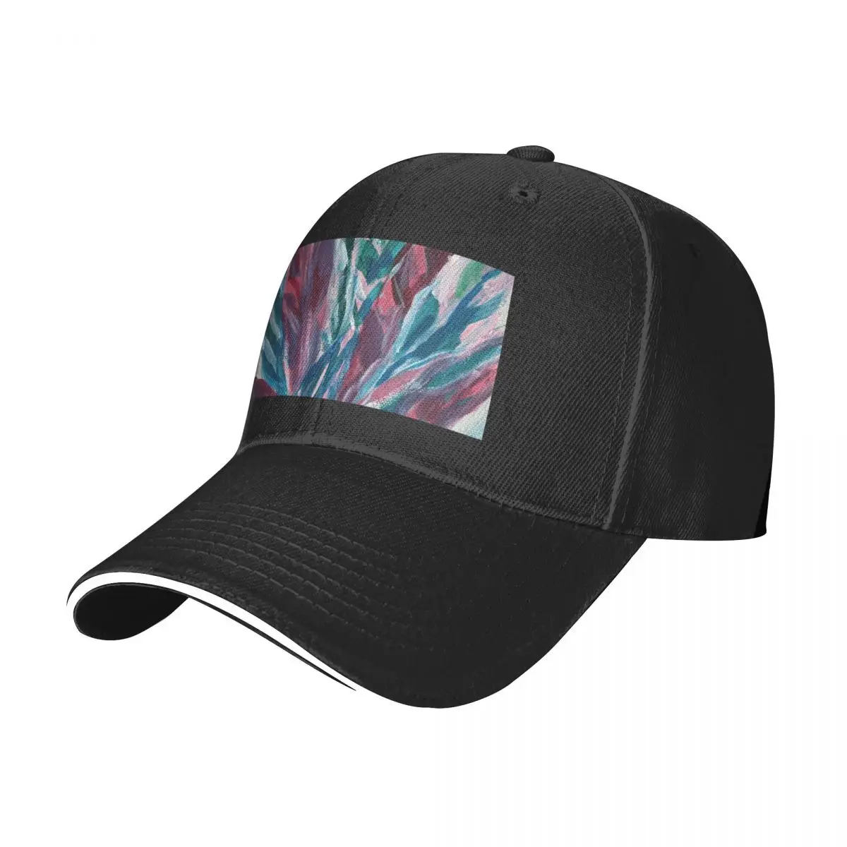 

Pink and Green leaves Baseball Cap Bobble Hat fishing hat Sunscreen Men Women's