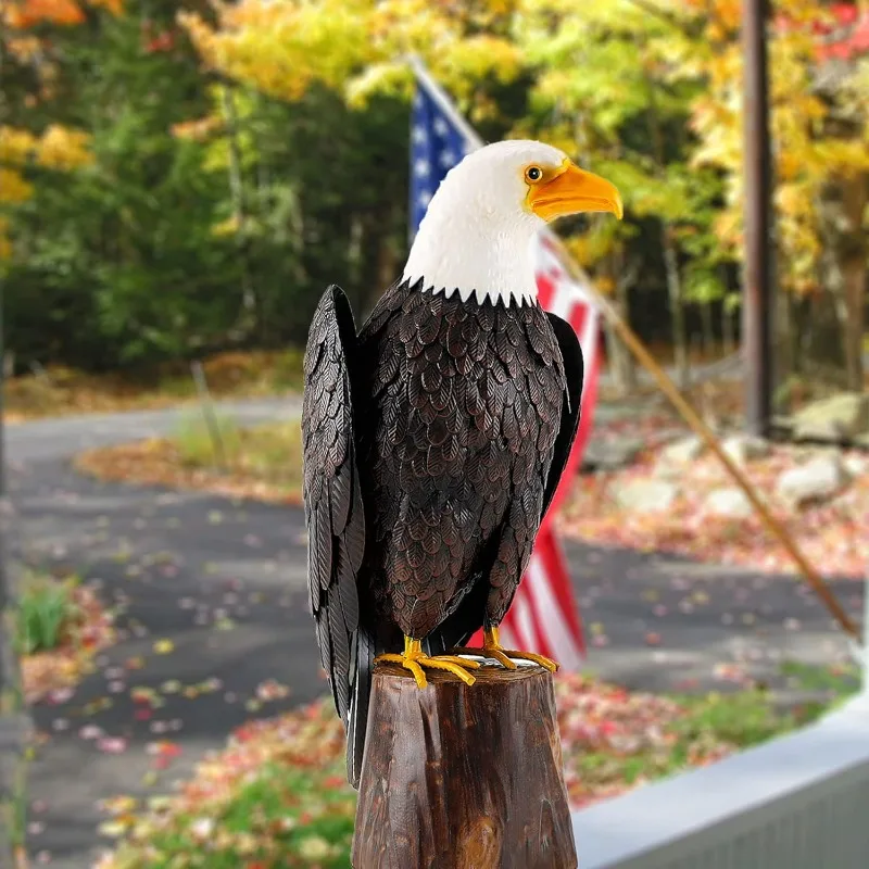 Bald Eagle Statue Outdoor Garden Sculpture Metal Yard Art Lawn Decorations,Large Eagle Figurines and Statues