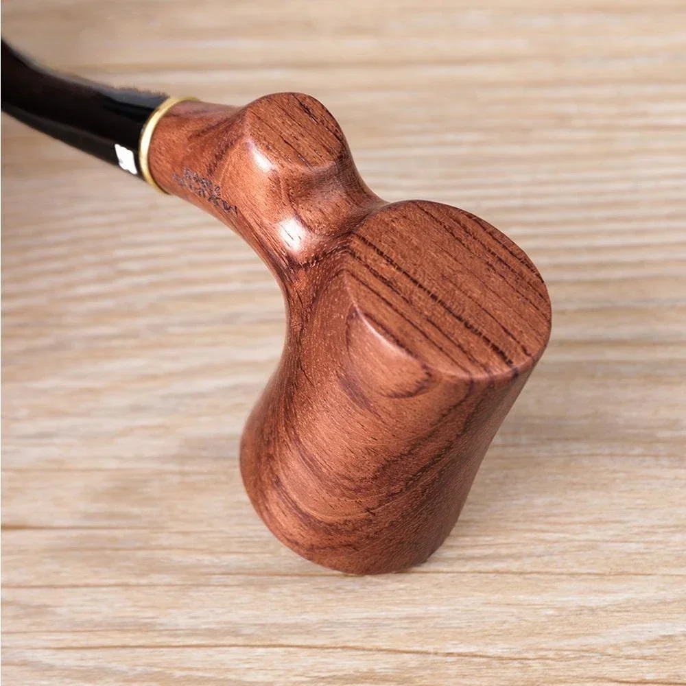 Classic Metal Ring Smoking Pipe Creative Flat Bottom Tobacco Pipe Rose Wood Pipe 9mm filter Handmade Wooden