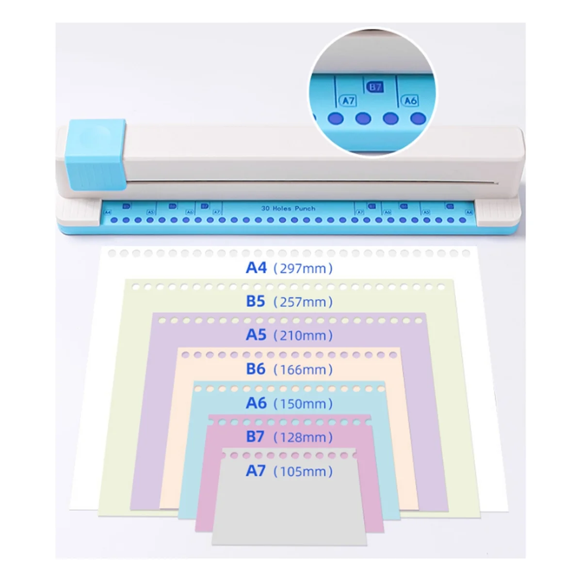 AA98 펀칭기 30 홀 문서 칼라 펀칭기 수동 DIY A4 펀칭기 사무용품