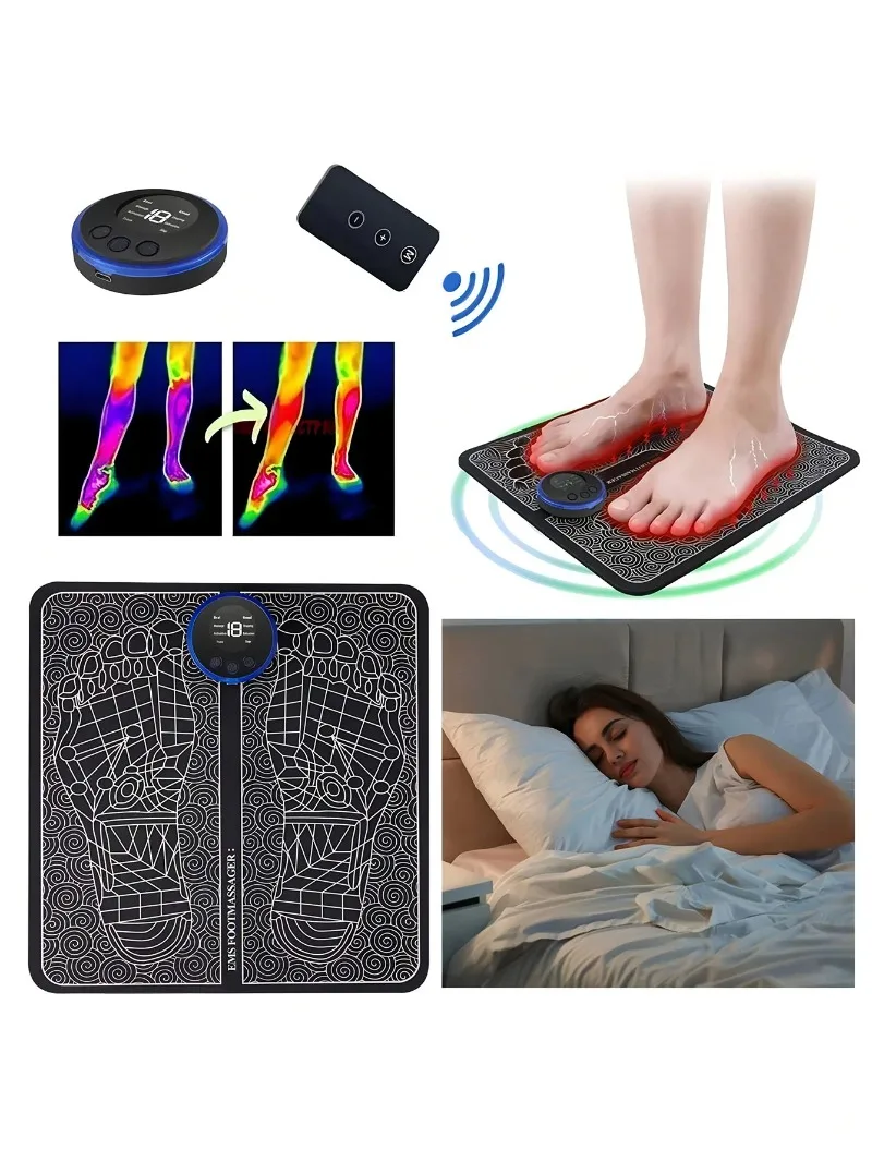 Daily Foot Rehabilitation EMS Pad,Rechargeable Portable Electric Massager Stimulator,Pain Relief Muscle Tension Circulation Tool