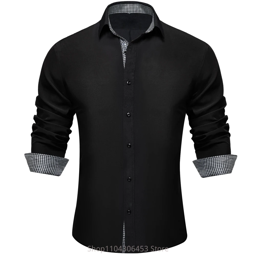 

Men's Simple Retro Solid Color Shirt Black Modified 3D Printed Shirt Long Sleeve Lapel Button Business Casual Shirt Outer Top