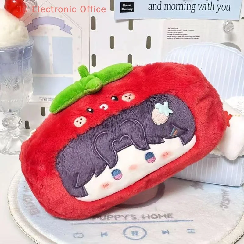 لطيف Kawaii أفخم ماكياج حقيبة مستحضرات التجميل الكرتون سعة كبيرة مقلمة القرطاسية تخزين اللوازم المكتبية المدرسية