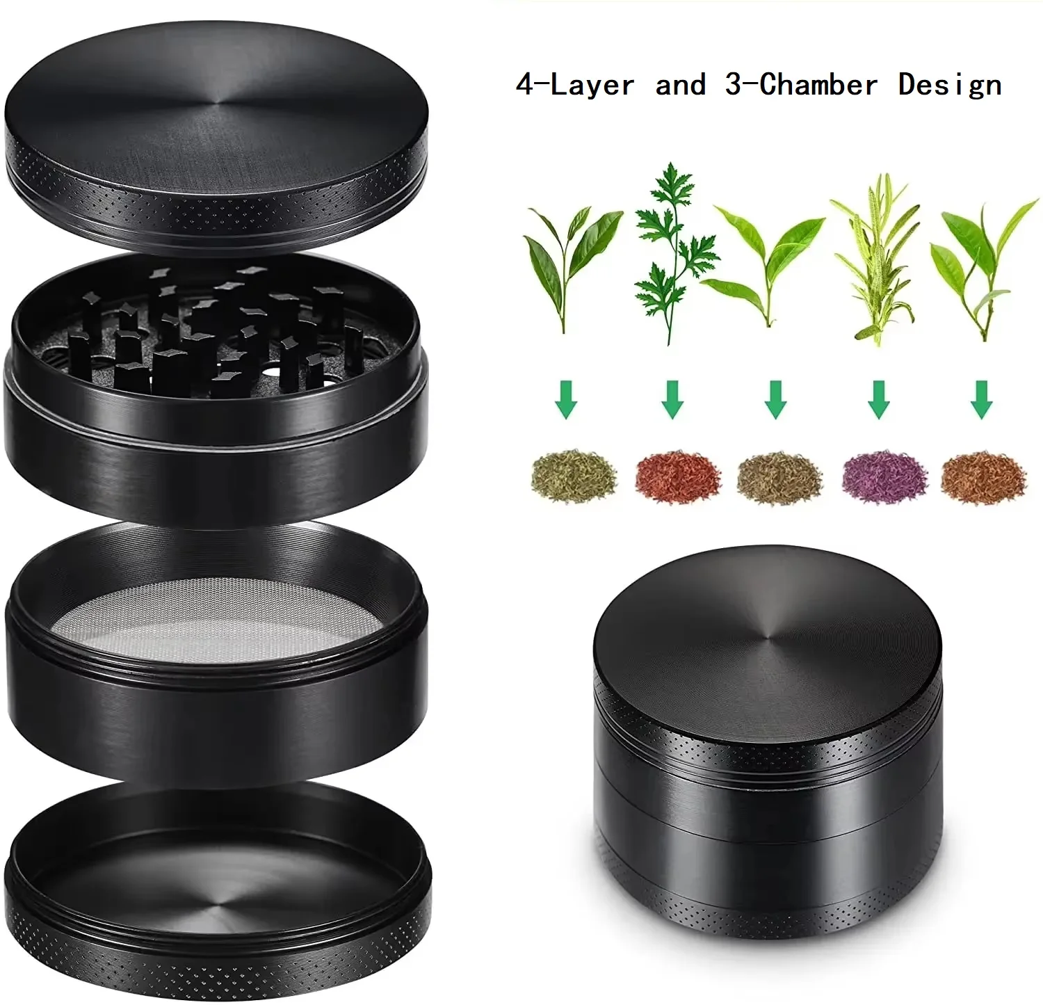 

40mm 4-Layer Aluminum Herbal Herb Tobacco Grinders for Smoking Metal Tobacco Cutting Pipe Accessories Tobacco Pipes Herb Mills