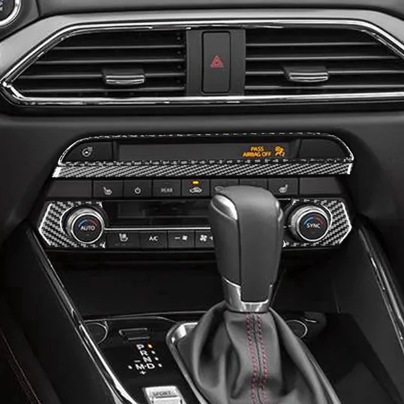 Real Carbon Fiber For Mazda CX9 CX-9 2016-2022 Center Console AC Knob Control Panel Cover Trim Interior Accessories