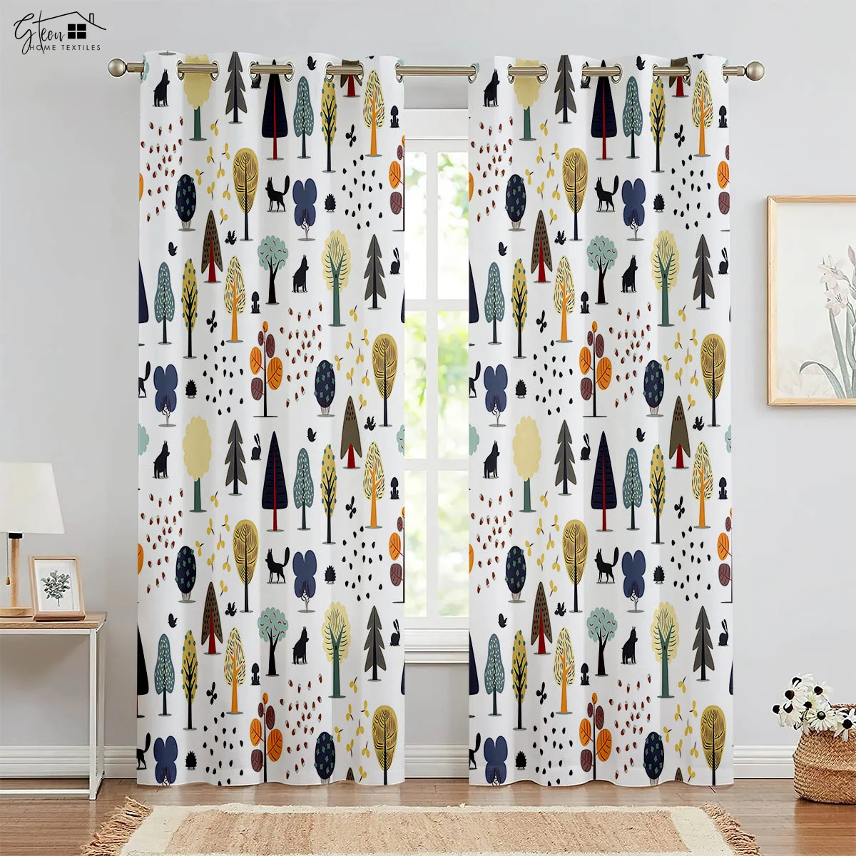 Animal 3D Printed Curtains Lion Beauty Bear Tiger Giraffe Zebra Elephant Pet Dog Cat Children Kids Decorative Curtains 2PCS