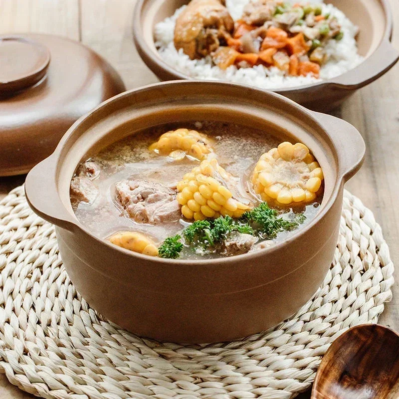 0.8L 1.2L 1.6L Casserole Clay Casserole High Temperature Resistant Household Open Flame Unglazed Stew Pot Soup Porridge 2