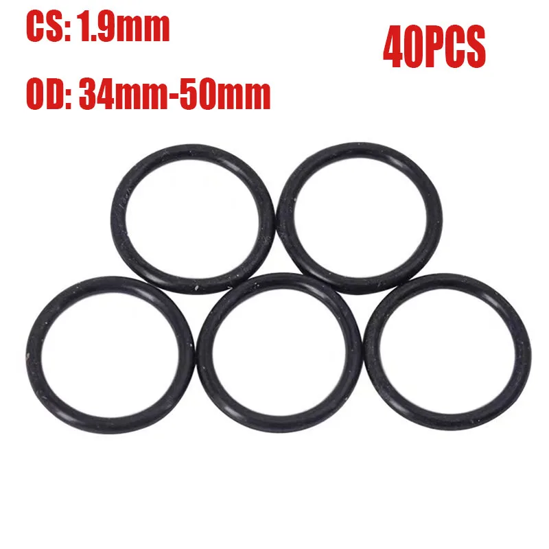 

NBR O Ring CS 1.9mm OD 34-50mm Rubber Oring Sealing Washer NBR O-ring Plumbing Gasket Oil Resistant High Temperature Ring Black