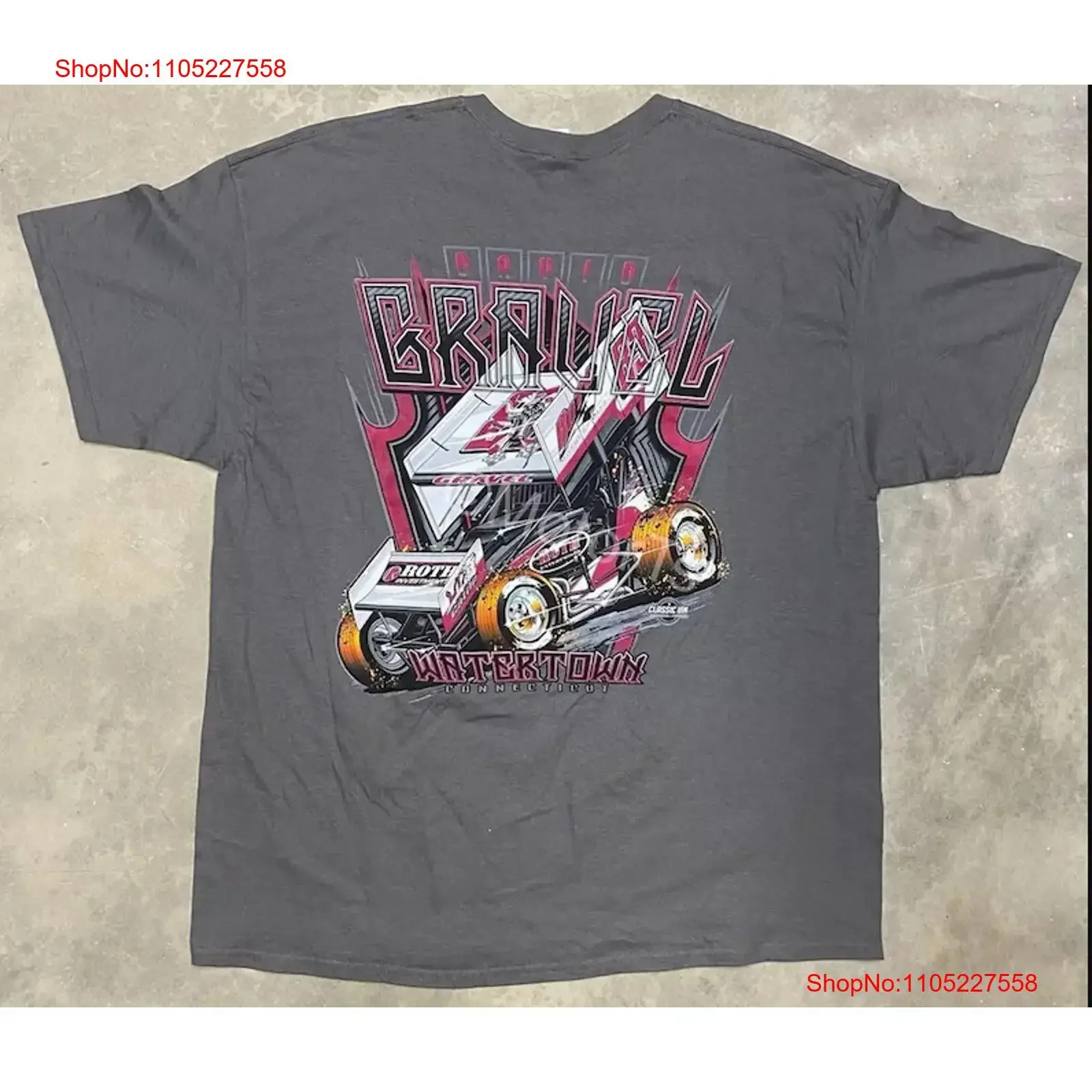 

2014 David Gravel Roth Motorsports World of Outlaws Sprint Car T Shirt Shi vintage Washed designer clothes Casual streetwear