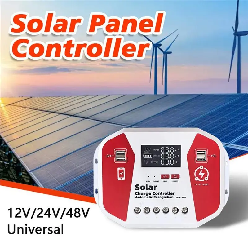 Y50A-Solar Charge Controller 12V 24V 48V Auto PV Regulator With LCD Display 4 USB Ports For Lead Acid And Li Battery 40A