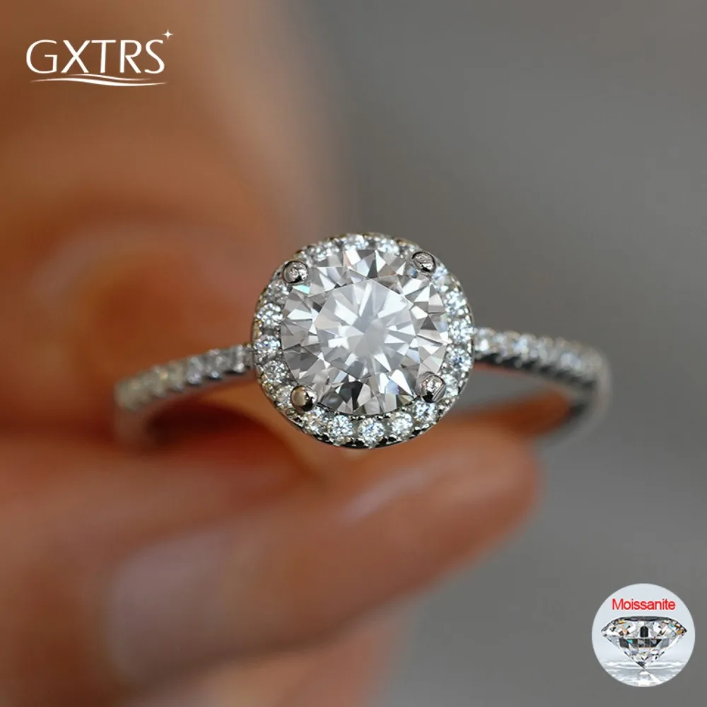 

GXTRS 0,5/1/2/3CT настоящие кольца с муассанитом, женские кольца из 100% серебра S925, сверкающие бриллианты, обручальное кольцо, покрытие 18 К, ювелирные изделия Pass Test GRA