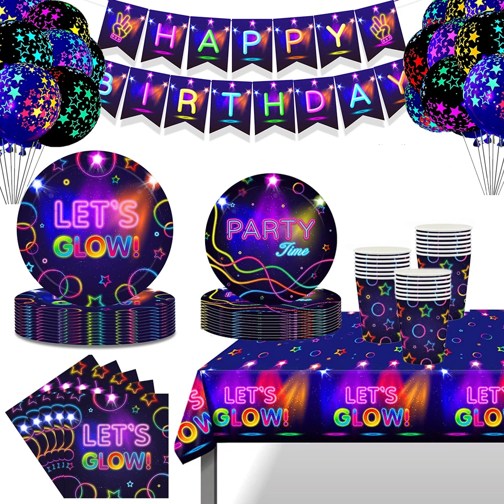 Let'S Party Event Supply - Let's Glow パーティー食器 カップ 紙皿 ナプキン