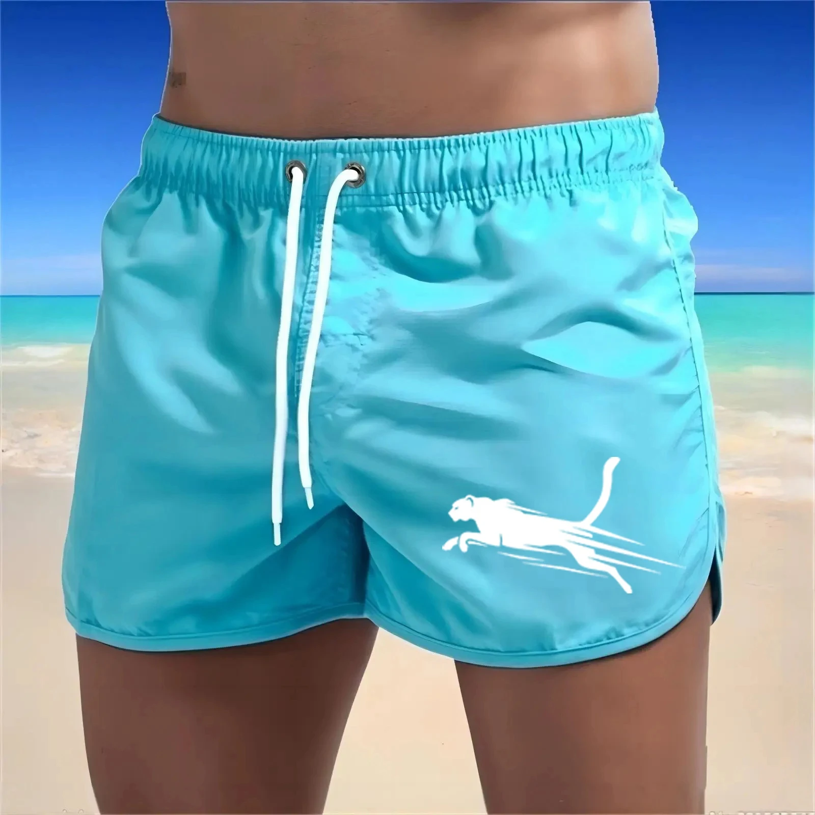 Men\'s beach shorts comfortable quick drying pants drawstring swimming pants fashionable and casual beach surfing pants