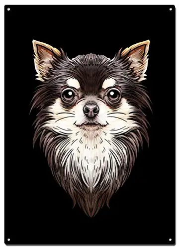 Chihuahua Dog Portrait Metal Tin Signs, Dog Poster, Decorative Signs Wall Art Home Decor - 8X12 Inch (20X30 cm)