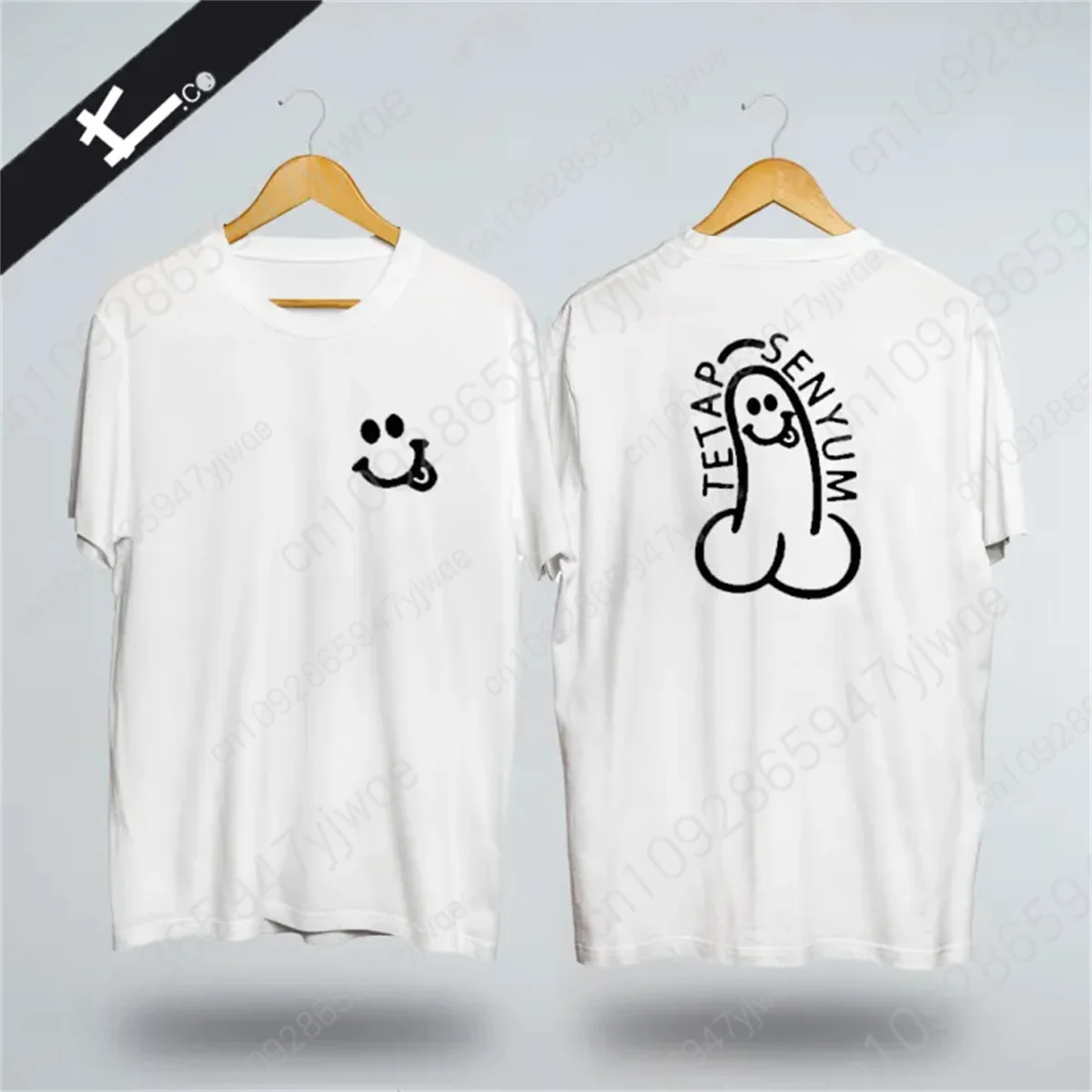 الرجال الوجه المبتسم Teatp Senyum مزدوجة الوجهين المطبوعة الرسومات تي شيرت موضة شخصية القطن تي شيرت الصيف تي شيرت رجالي #5