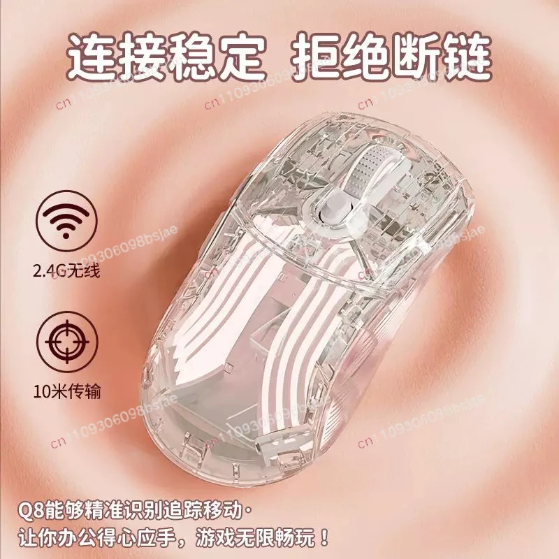 Q8 transparent mechanical mouse wired silent game e-sports computer notebook office universal